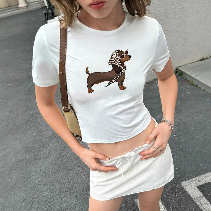 Dam T-shirt med originellt djurmotiv och figurnära snitt Mirla-Eva Jonsson