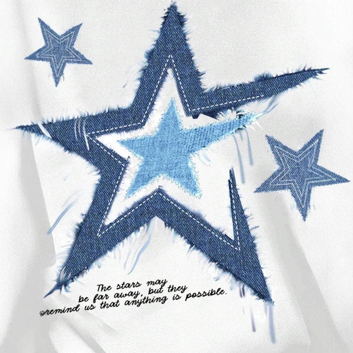 Dam T-shirt med trendig stjärnmotiv och avslappnad passform Mirla-Eva Jonsson