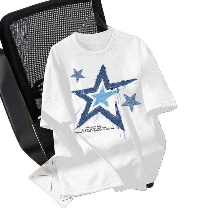 Dam T-shirt med trendig stjärnmotiv och avslappnad passform Mirla-Eva Jonsson
