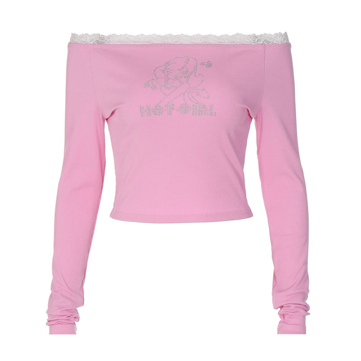 Dam Topp med Off-Shoulder Design och romantisk spetsdetalj Mirla-Eva Jonsson