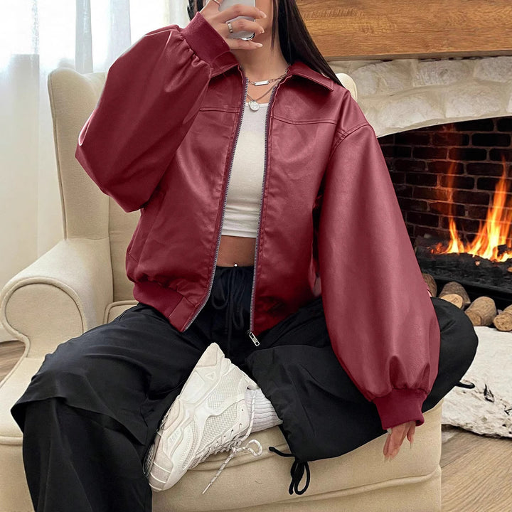 Dam Trendig Oversize-jacka med voluminösa ärmar och dragkedja Eva Jonsson-Eva Jonsson