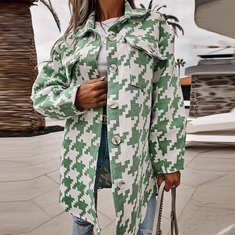 Dam Trendig Oversized-Skjortjacka med iögonfallande mönster Eva Jonsson-Eva Jonsson