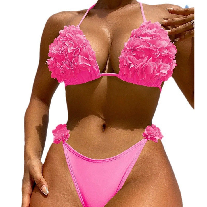 Dam Triangel-Bikini med blommiga applikationer och hög skärning Mirla-Eva Jonsson