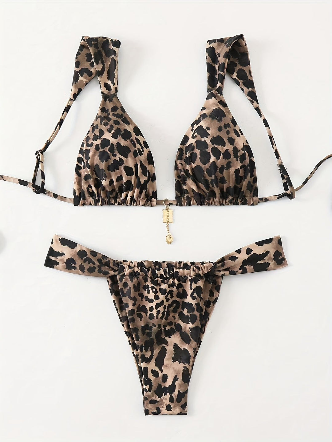 Dam Triangel-Bikini med justerbara axelband och modernt leopardmönster Mirla-Eva Jonsson