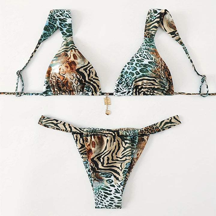 Dam Triangel-Bikini med justerbara axelband och modernt leopardmönster Mirla-Eva Jonsson