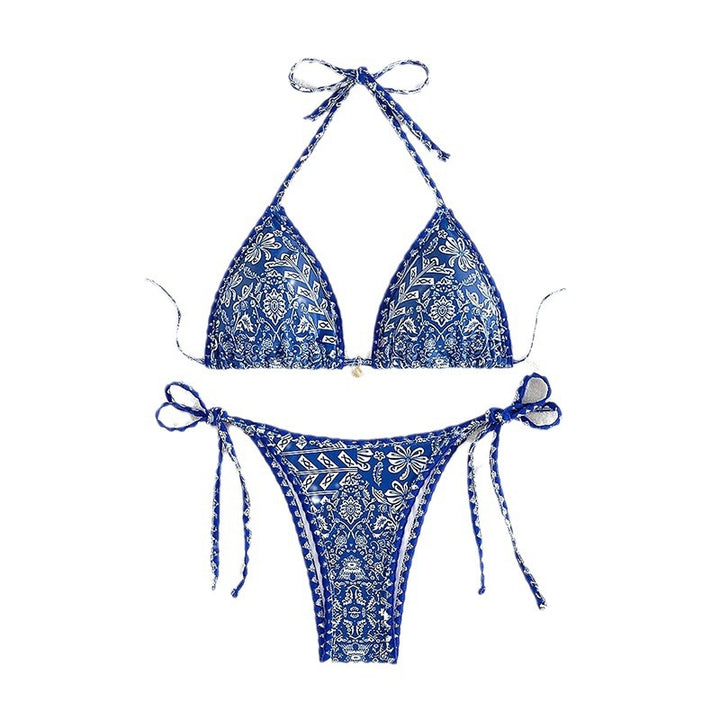 Dam Triangel-Bikini med justerbara knytband och blommönster Mirla-Eva Jonsson