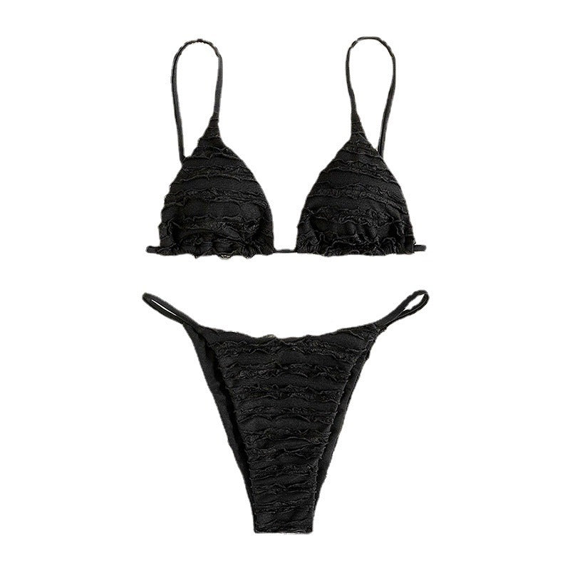 Dam Triangel-Bikini med lager av rynkede detaljer och justerbara band Mirla-Eva Jonsson