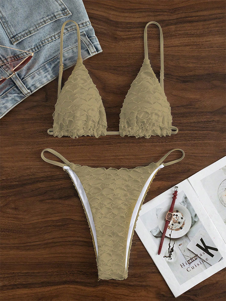 Dam Triangel-Bikini med lager av rynkede detaljer och justerbara band Mirla-Eva Jonsson