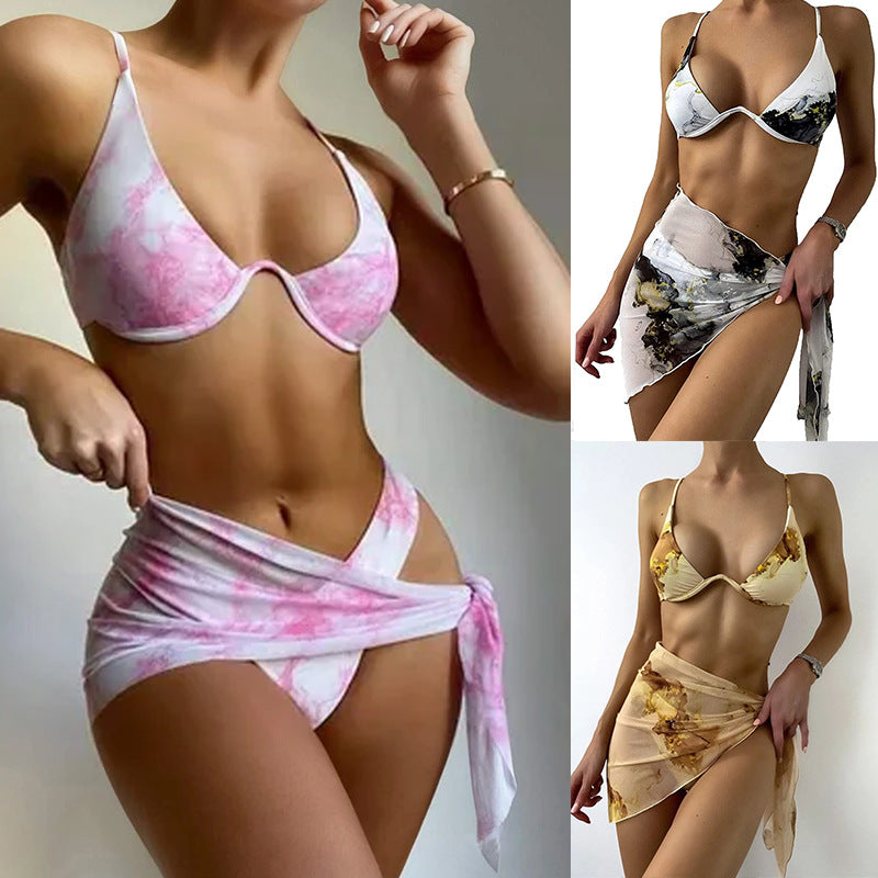 Dam Triangel-Bikini-set med elegant omslagsskjorta och stödjande band-Eva Jonsson