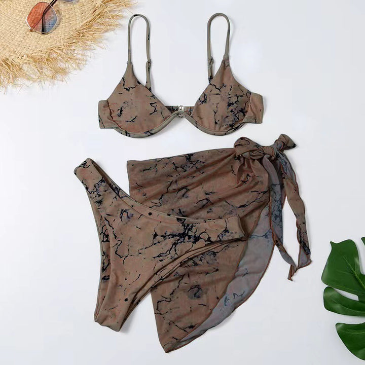 Dam Triangel-Bikini-set med elegant omslagsskjorta och stödjande band-Eva Jonsson
