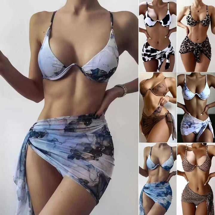 Dam Triangel-Bikini-set med elegant omslagsskjorta och stödjande band-Eva Jonsson