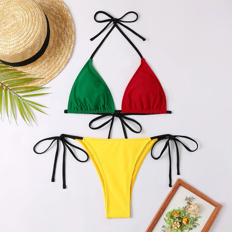 Dam Triangle-Bikini med kontrasterande färger och lekfullt knytdesign Mirla-Eva Jonsson