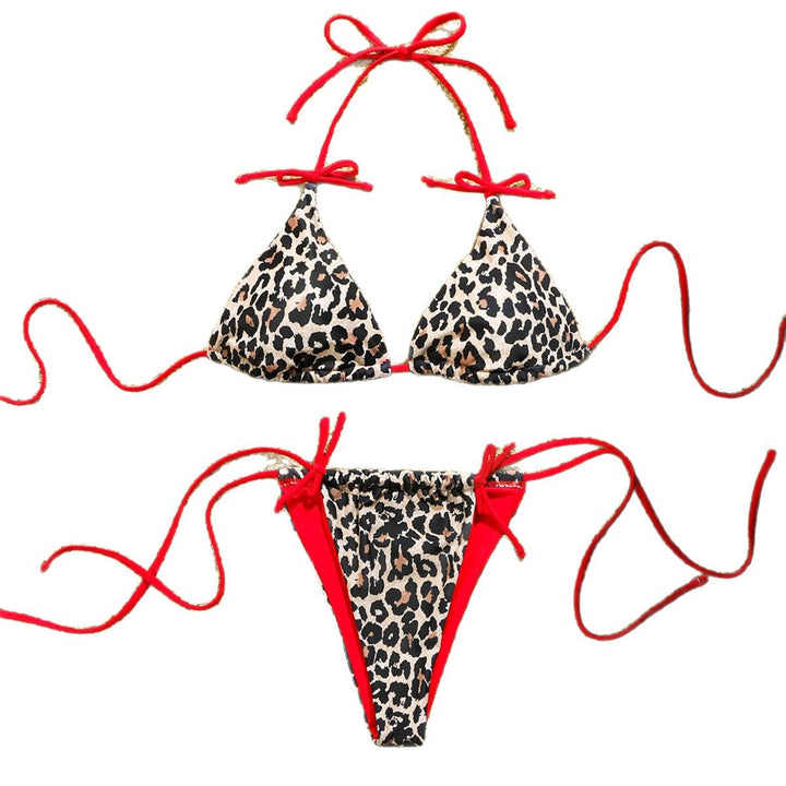 Dam Triangle Bikini med lekfullt leopardmönster och justerbara band Mirla-Eva Jonsson
