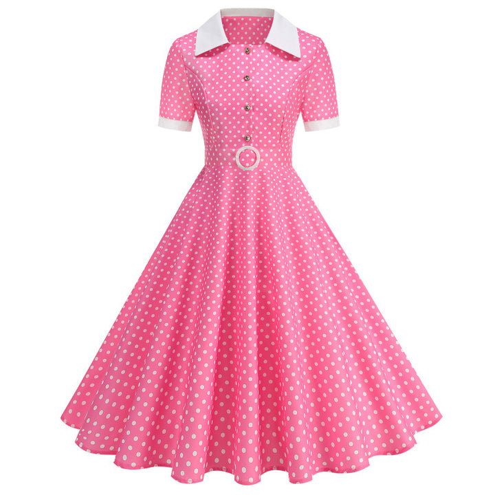 Dam Vintage Polka-Dot Klänning med Skärning och Krage Mirla-Eva Jonsson