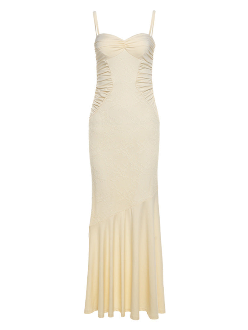 Dam Women's Figure-Hugging Maxi Dress with Spaghetti Straps and Elegant Draping Design Mirla-Eva Jonsson