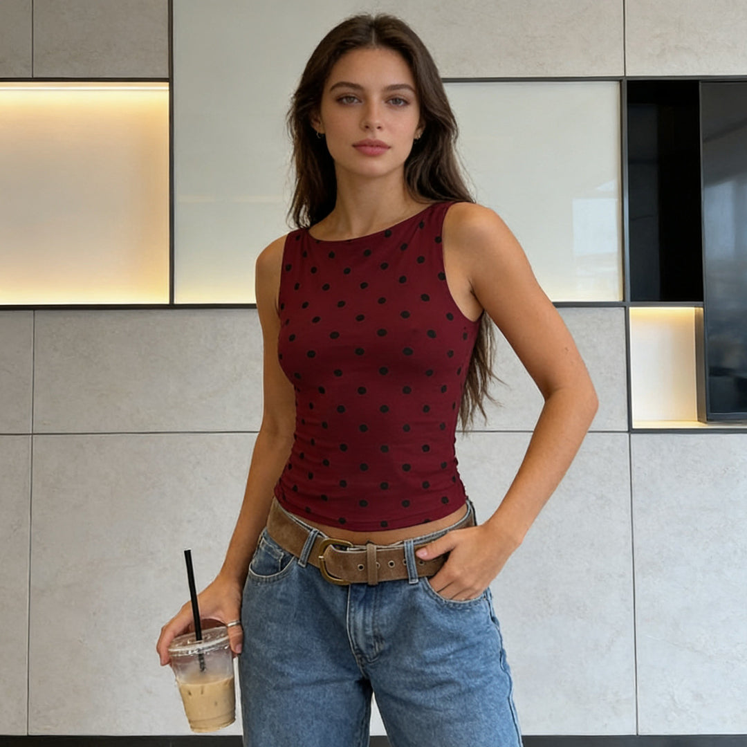 Dam ärmlös Polka-Dots Top Mirla-Eva Jonsson