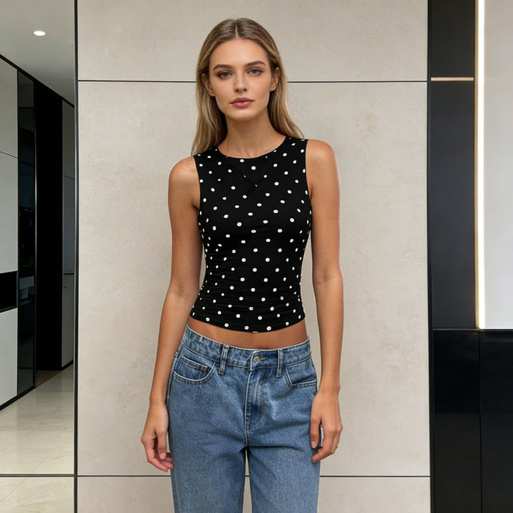 Dam ärmlös Polka-Dots Top Mirla-Eva Jonsson