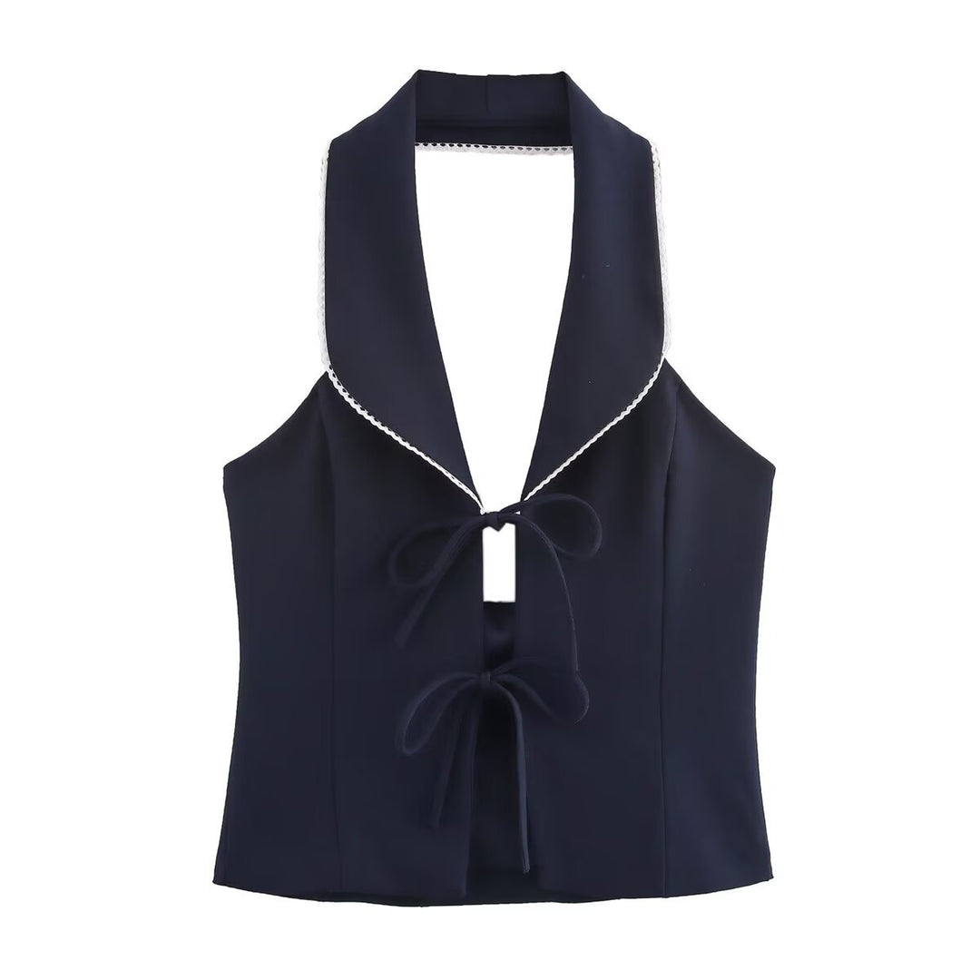 Dam ärmlös blus med elegant slipsdesign Mirla-Eva Jonsson