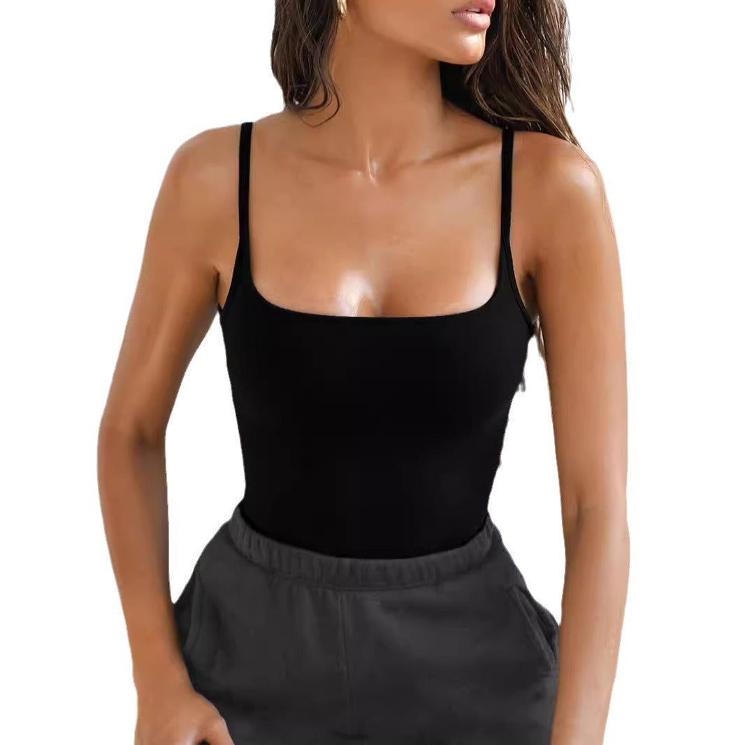 Dam ärmlös ribbad tanktop med flexibel passform och dekorativ drapering Mirla-Eva Jonsson