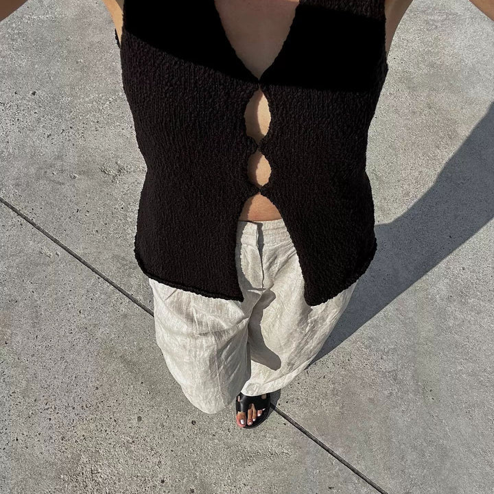 Dam ärmlös stickväst Eva Jonsson-Eva Jonsson