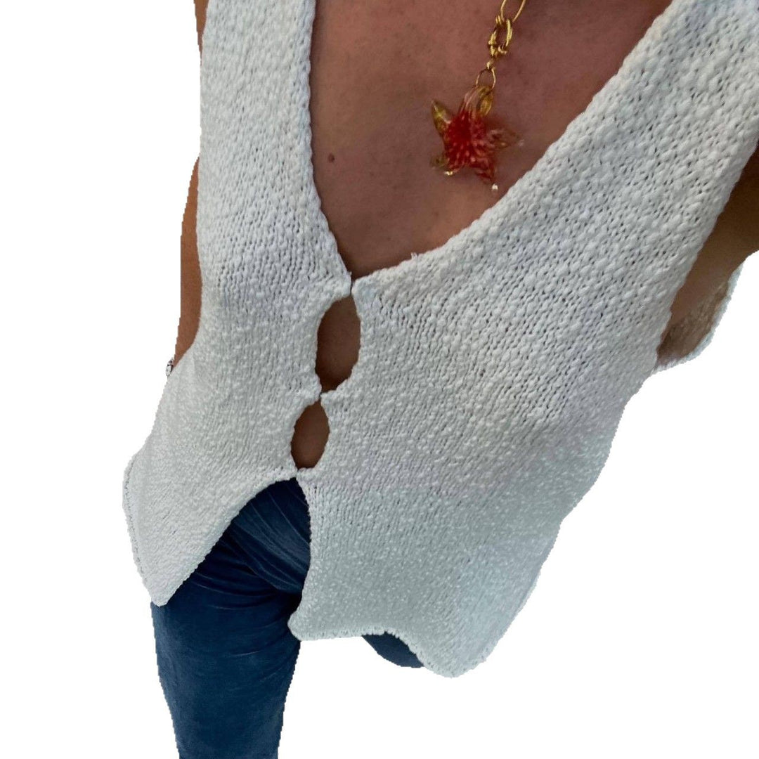 Dam ärmlös stickväst Eva Jonsson-Eva Jonsson