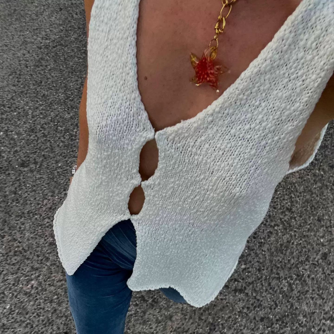 Dam ärmlös stickväst Mirla-Eva Jonsson