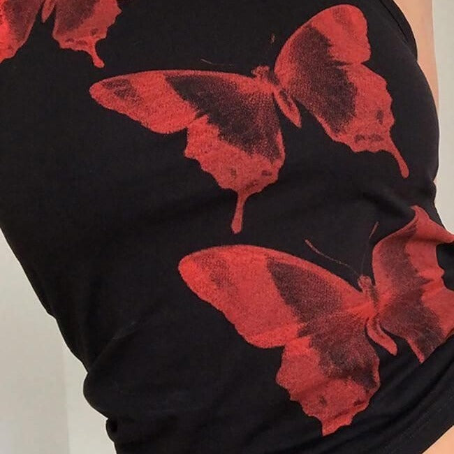 Dam ärmlös topp med unik fjärilstryck Mirla-Eva Jonsson
