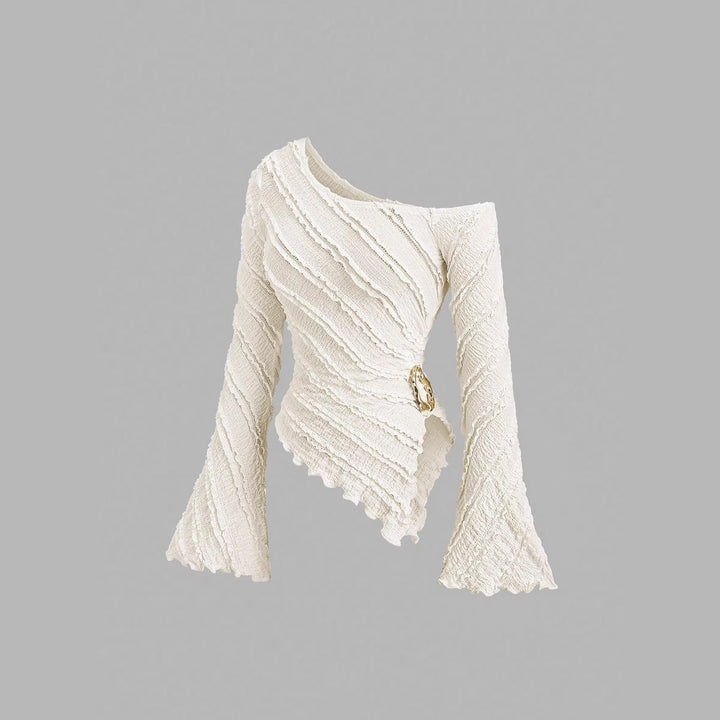 Dam asymmetrisk topp med strukturerad design och wrap-stängning Mirla-Eva Jonsson