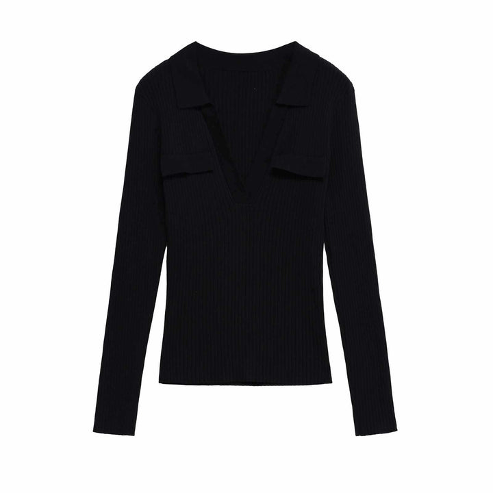 Dam avslappnad långärmad skjorta med modern V-ringning och påsydda fickor Eva Jonsson-Eva Jonsson