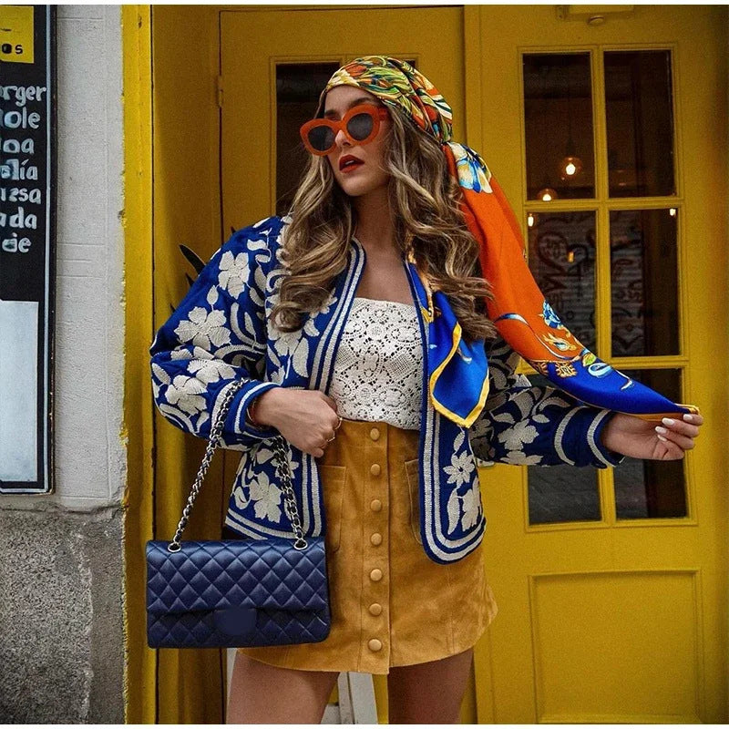 Dam bestickad bomullsjacka med blommönster och mjukt foder Eva Jonsson-Eva Jonsson