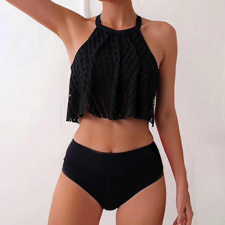 Dam bikini-set med avslappnad crop-top och hög midja trosor Mirla-Eva Jonsson