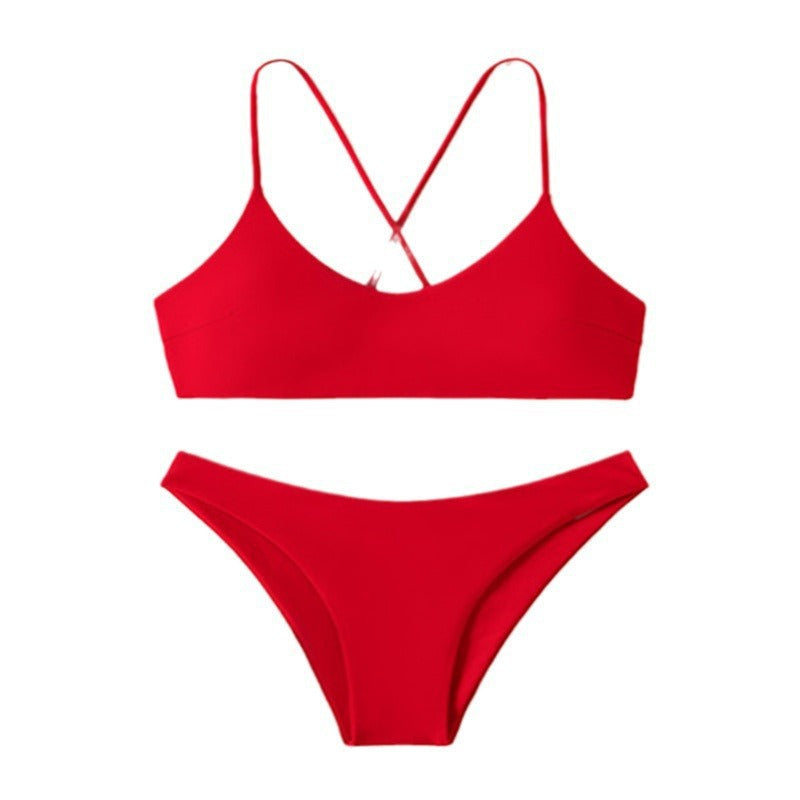 Dam bikinis med djup V-ringning och justerbara korsband Mirla-Eva Jonsson