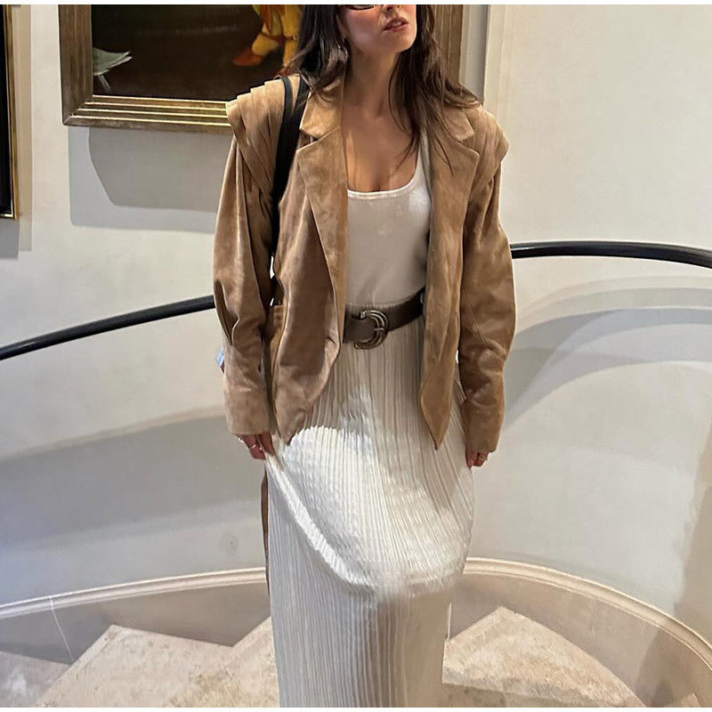 Dam blazerjacka med avtagbart bälte och modernt axeldesign Eva Jonsson-Eva Jonsson