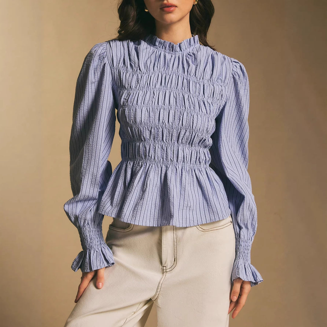 Dam blus med raffinerade volangdetaljer och elastisk midje Mirla-Eva Jonsson