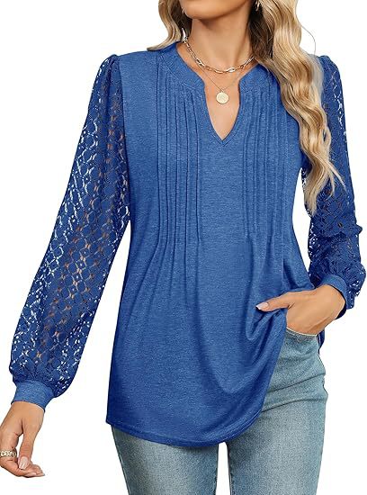 Dam blus med spets och V-ringning Mirla-Eva Jonsson