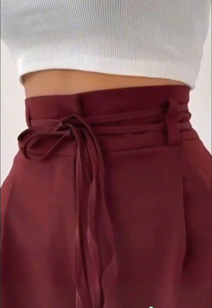 Dam bred plisserad byxa med sidoband Eva Jonsson-Eva Jonsson