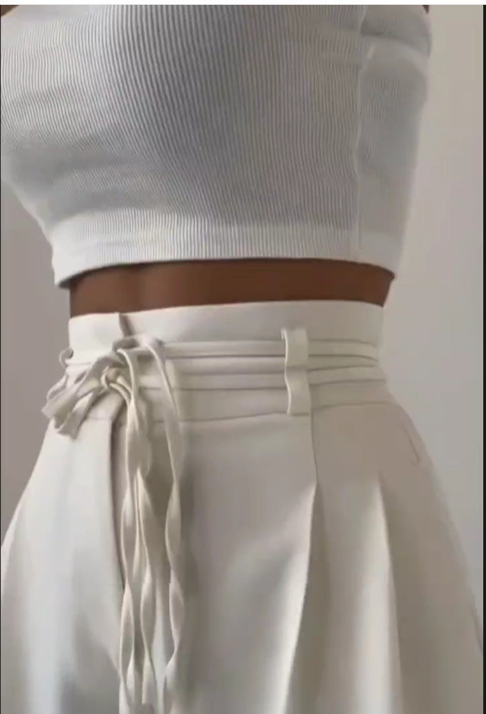 Dam bred plisserad byxa med sidoband Eva Jonsson-Eva Jonsson