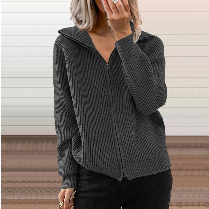 Dam cardigan med dragkedja och hoodie Mirla-Eva Jonsson