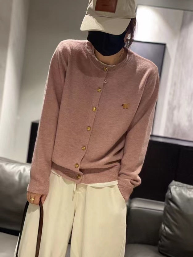 Dam cardigan med gyllene knappar och högkvalitativ materialstruktur Eva Jonsson-Eva Jonsson