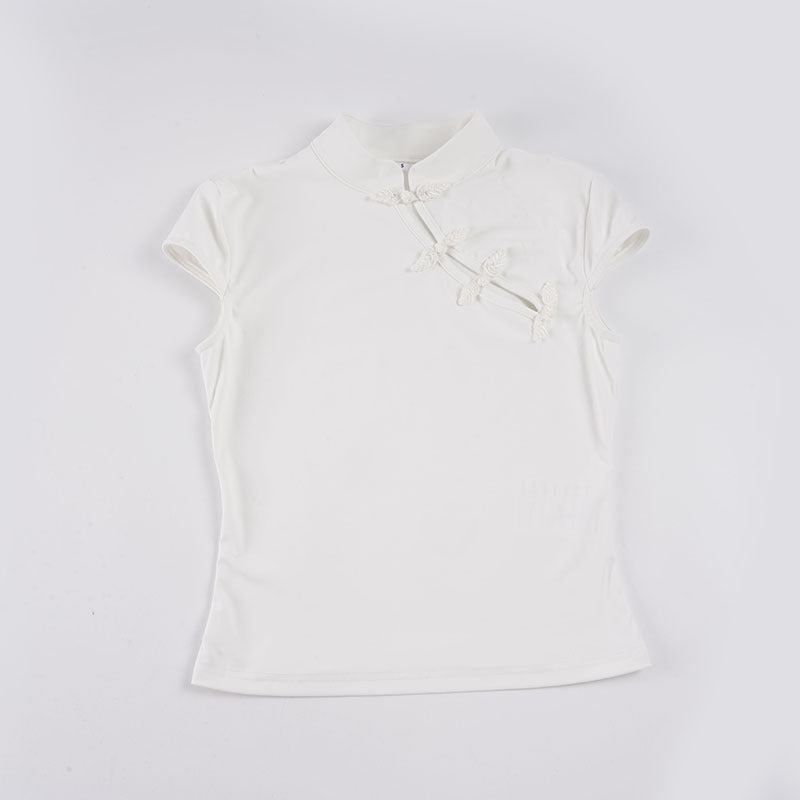 Dam chiffongtop med elegant ståkrage och fina broderidetaljer Mirla-Eva Jonsson