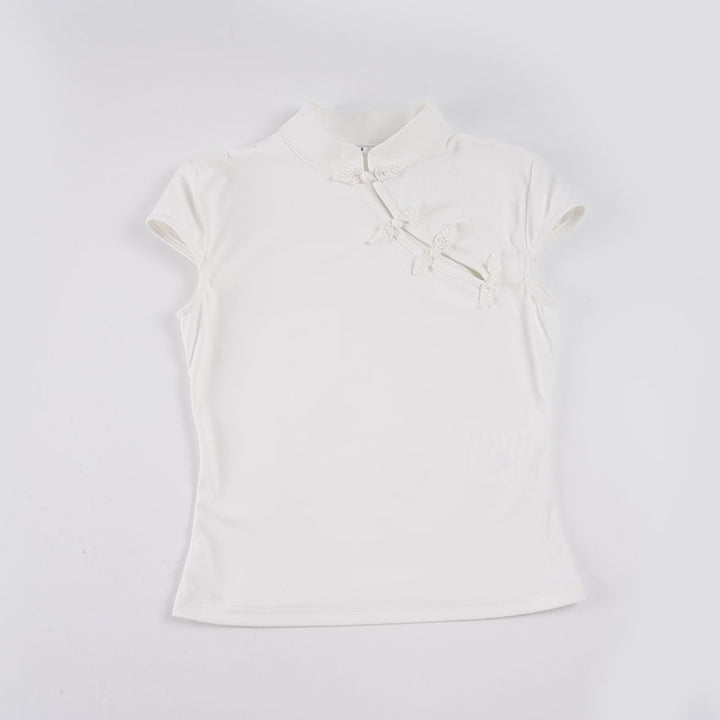 Dam chiffongtop med elegant ståkrage och fina broderidetaljer Mirla-Eva Jonsson