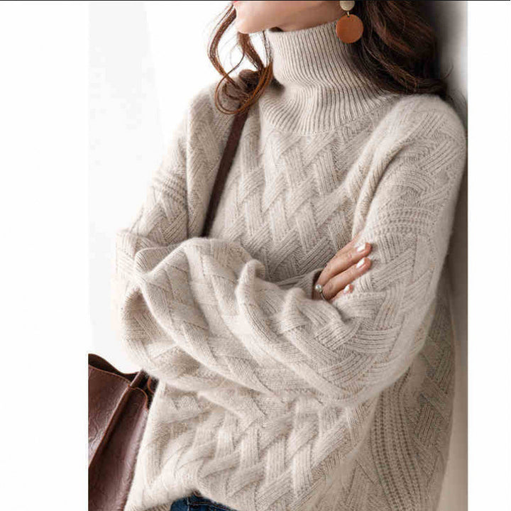 Dam chunky stickad rullkragepullover Eva Jonsson-Eva Jonsson