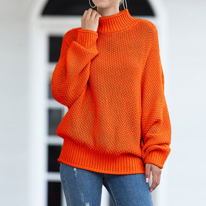 Dam chunky stickad tröja med hög krage och vida ärmar Mirla-Eva Jonsson