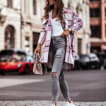 Dam dammönstrad overshirt-jacka med praktiska bröstfickor Eva Jonsson-Eva Jonsson