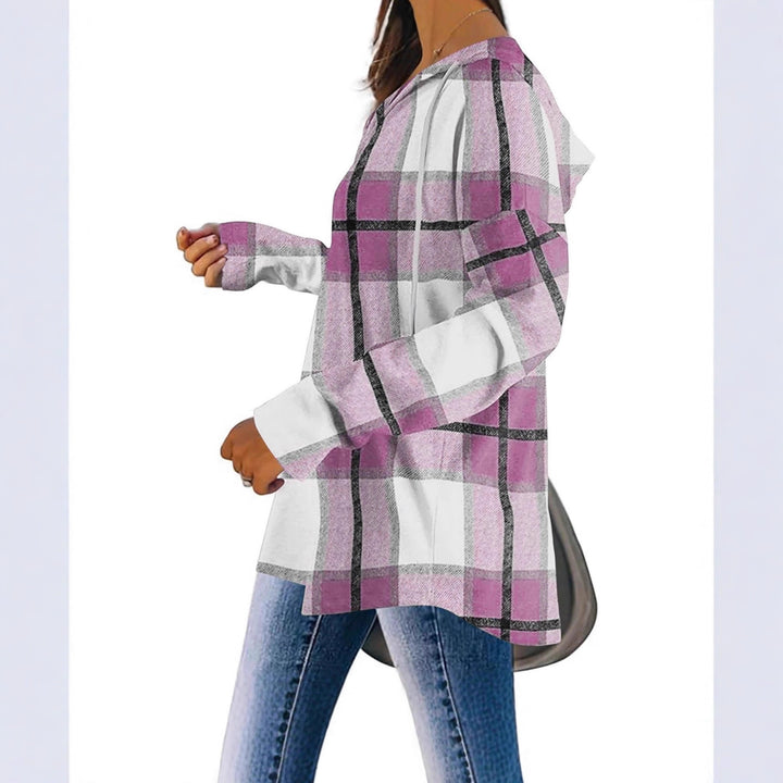 Dam damskjorta med rutig design och V-hals Eva Jonsson-Eva Jonsson