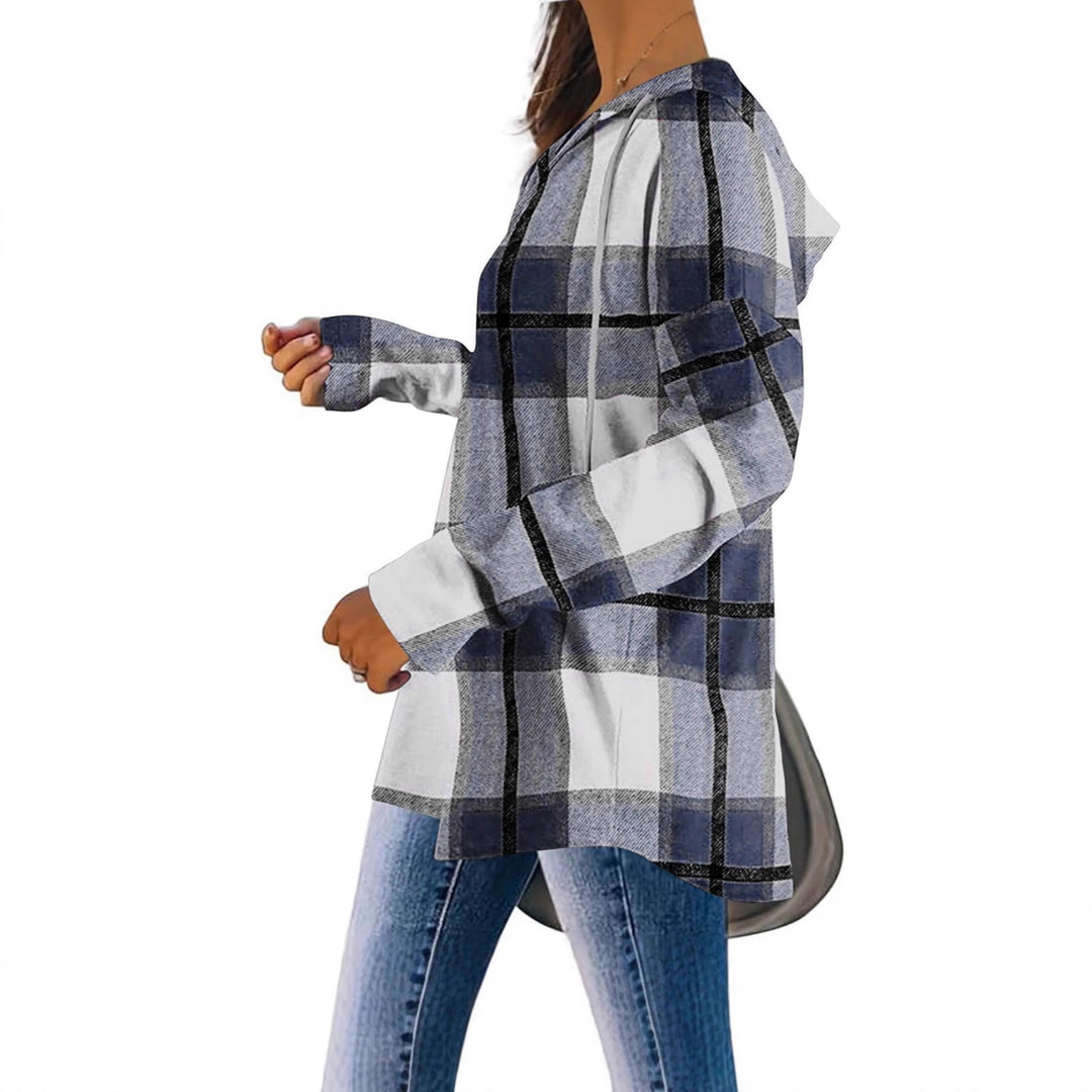 Dam damskjorta med rutig design och V-hals Eva Jonsson-Eva Jonsson