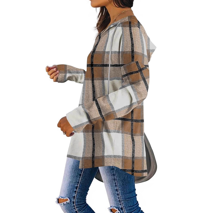 Dam damskjorta med rutig design och V-hals Eva Jonsson-Eva Jonsson