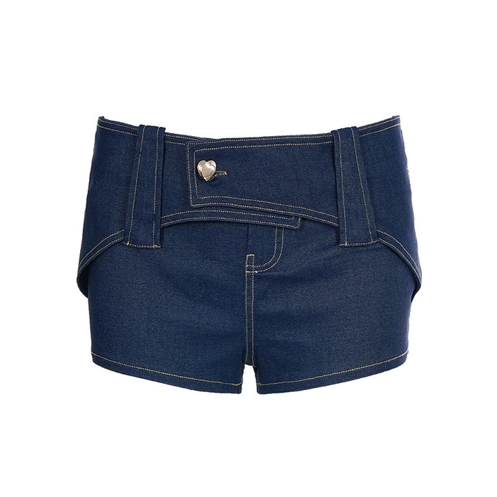 Dam denim-short med hög midja och moderiktiga accenter Mirla-Eva Jonsson