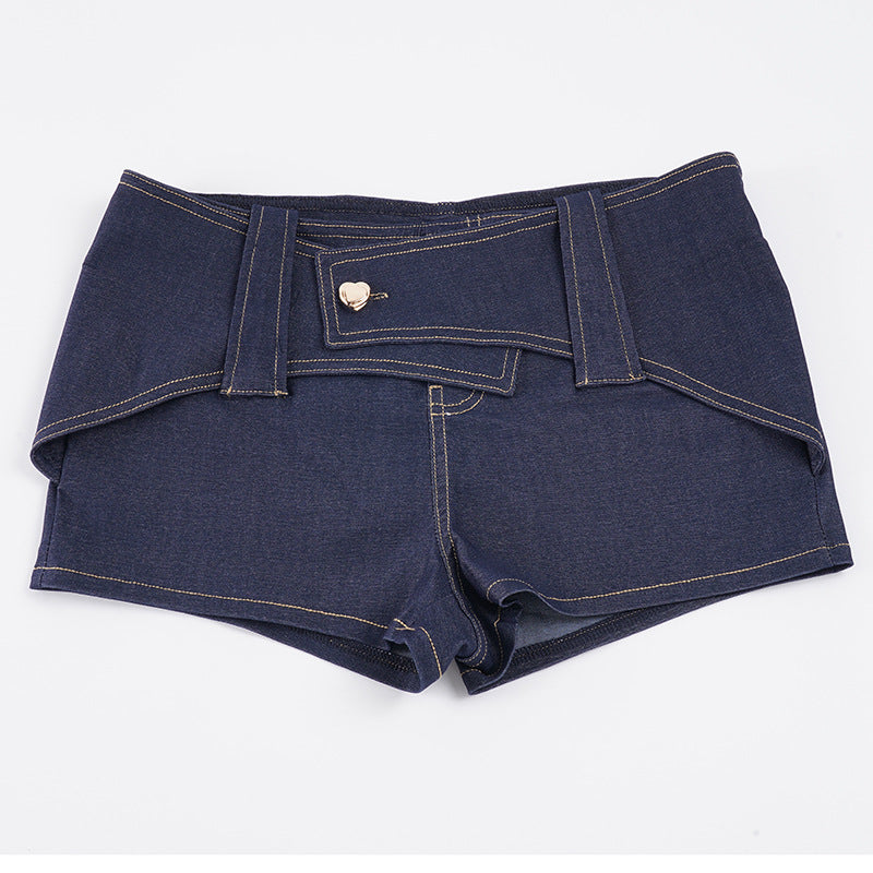Dam denim-short med hög midja och moderiktiga accenter Mirla-Eva Jonsson