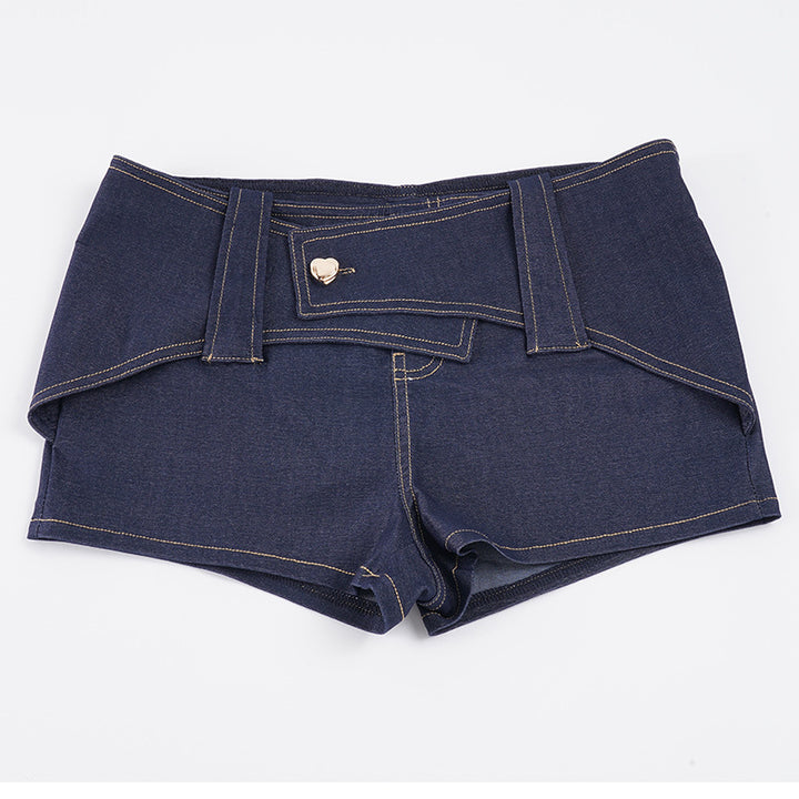 Dam denim-short med hög midja och moderiktiga accenter Mirla-Eva Jonsson